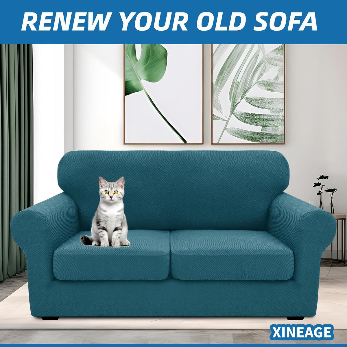 4-Piece Stretch Sofa Cover, Washable Couch Covers for Dog | 71"-91"(3 Cushions),Light Gray（Big Sale),Anti-pilling & Wear-Resistant,Pet Friendly, Washable.Ideal for Living room