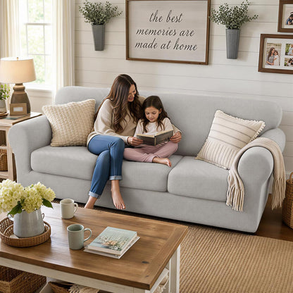 4-Piece Stretch Sofa Cover, Washable Couch Covers for Dog | 71"-91"(3 Cushions),Light Gray（Big Sale),Anti-pilling & Wear-Resistant,Pet Friendly, Washable.Ideal for Living room