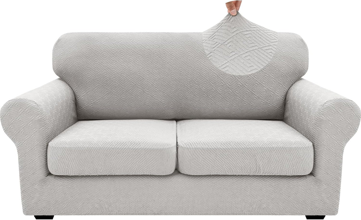 4-Piece Stretch Sofa Cover, Washable Couch Covers for Dog | 71"-91"(3 Cushions),Light Gray（Big Sale),Anti-pilling & Wear-Resistant,Pet Friendly, Washable.Ideal for Living room