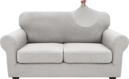 4-Piece Stretch Sofa Cover, Washable Couch Covers for Dog | 71"-91"(3 Cushions),Light Gray（Big Sale),Anti-pilling & Wear-Resistant,Pet Friendly, Washable.Ideal for Living room