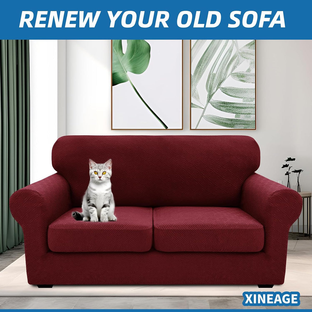 4-Piece Stretch Sofa Cover, Washable Couch Covers for Dog | 71"-91"(3 Cushions),Light Gray（Big Sale),Anti-pilling & Wear-Resistant,Pet Friendly, Washable.Ideal for Living room