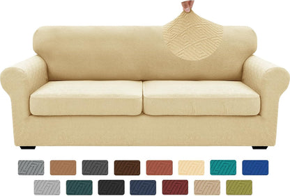 4-Piece Stretch Sofa Cover, Washable Couch Covers for Dog | 71"-91"(3 Cushions),Light Gray（Big Sale),Anti-pilling & Wear-Resistant,Pet Friendly, Washable.Ideal for Living room