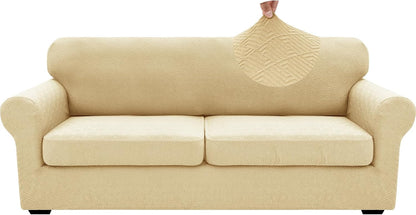 4-Piece Stretch Sofa Cover, Washable Couch Covers for Dog | 71"-91"(3 Cushions),Light Gray（Big Sale),Anti-pilling & Wear-Resistant,Pet Friendly, Washable.Ideal for Living room