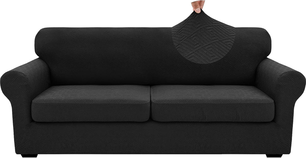4-Piece Stretch Sofa Cover, Washable Couch Covers for Dog | 71"-91"(3 Cushions),Light Gray（Big Sale),Anti-pilling & Wear-Resistant,Pet Friendly, Washable.Ideal for Living room