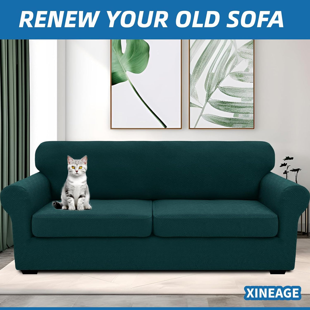 4-Piece Stretch Sofa Cover, Washable Couch Covers for Dog | 71"-91"(3 Cushions),Light Gray（Big Sale),Anti-pilling & Wear-Resistant,Pet Friendly, Washable.Ideal for Living room