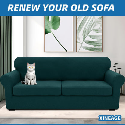 4-Piece Stretch Sofa Cover, Washable Couch Covers for Dog | 71"-91"(3 Cushions),Light Gray（Big Sale),Anti-pilling & Wear-Resistant,Pet Friendly, Washable.Ideal for Living room