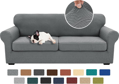 4-Piece Stretch Sofa Cover, Washable Couch Covers for Dog | 71"-91"(3 Cushions),Light Gray（Big Sale),Anti-pilling & Wear-Resistant,Pet Friendly, Washable.Ideal for Living room