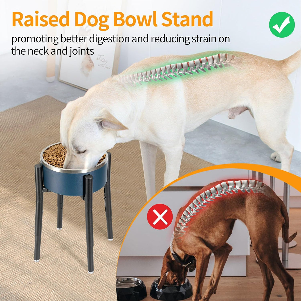Single Dog Bowl Stand,Tall Dog Food Stand Adjustable Wide 7-11" Heights 14.5",Metal Elevated PET Bowl Holder Raised Water Feeder for Medium,Large Dog(Bowl Not Included)