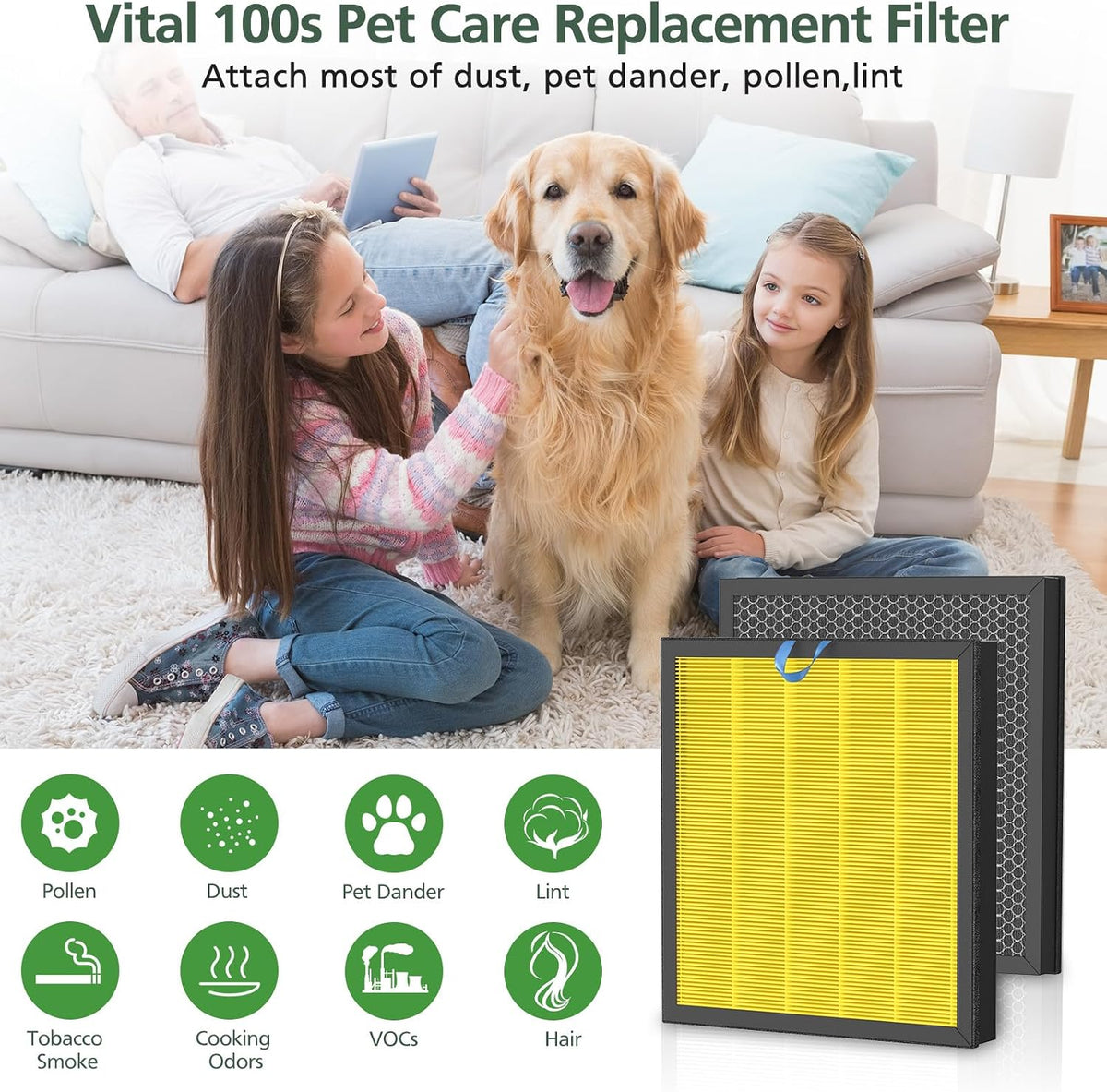 Vital 100S Pet Care Replacement Filter for LEVOIT Vital 100S-P Air Purifier
