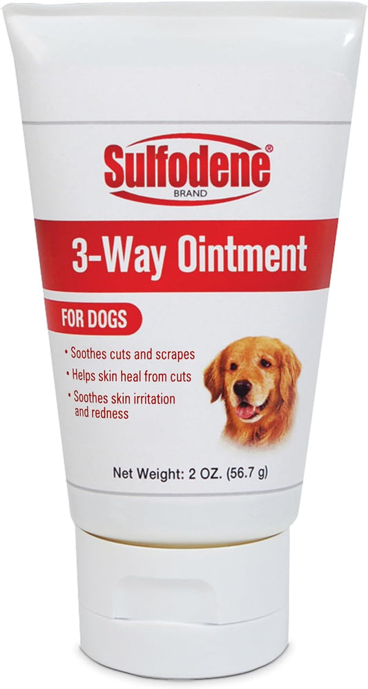 Wound Care 3-Way Ointment for Dogs & Puppies, Soothes Cuts, Scrapes, Skin Irritation, and Redness, First Aid Relief that Supports Skin Healing and Comfort, 2 oz