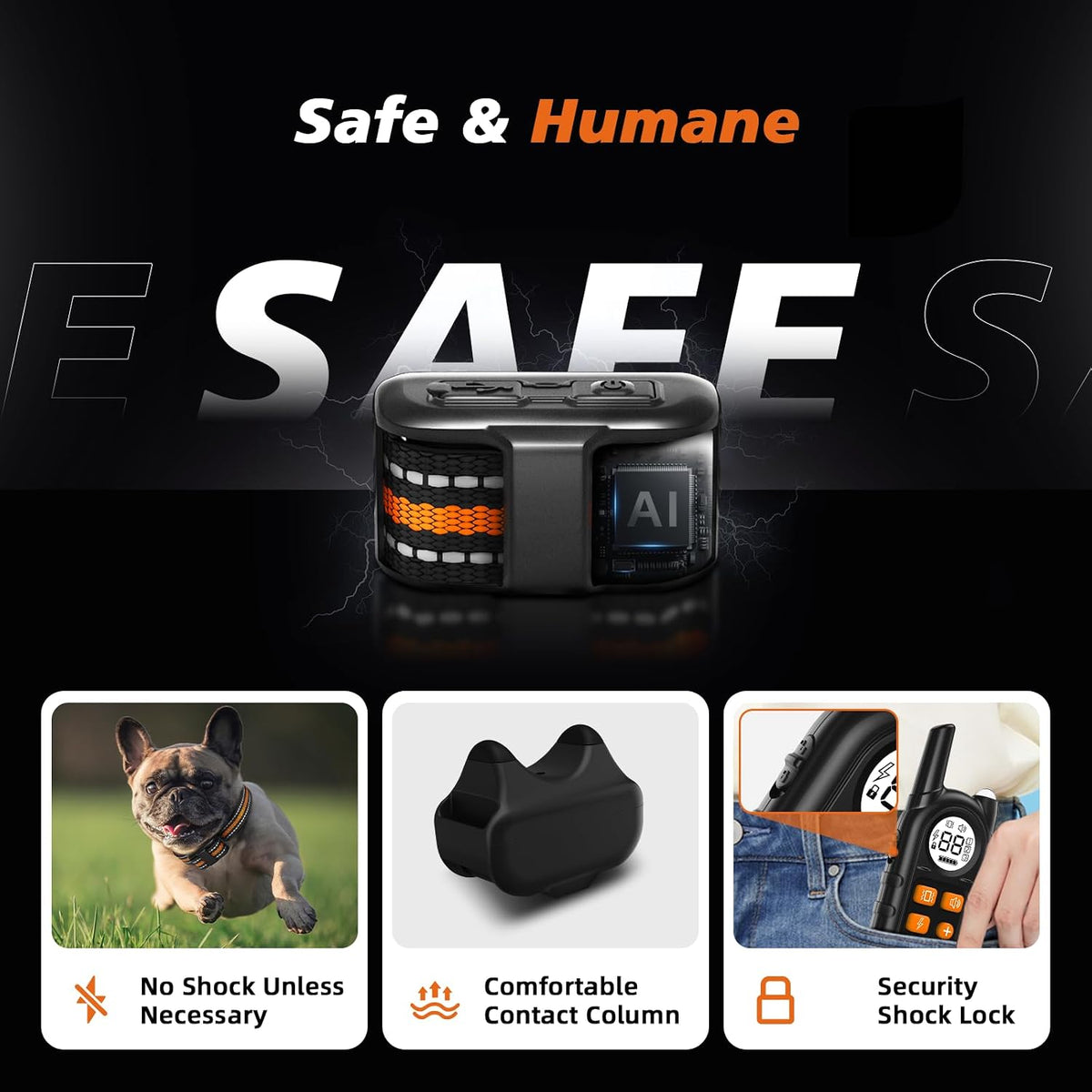 Ultra Compact Dog Shock Collar, Lightest Dog Training Collar with Remote for Small Dogs 5-30lbs & Medium Dogs/Puppies, Waterproof, Rechargeable, 1300ft Range(Orange&Small)