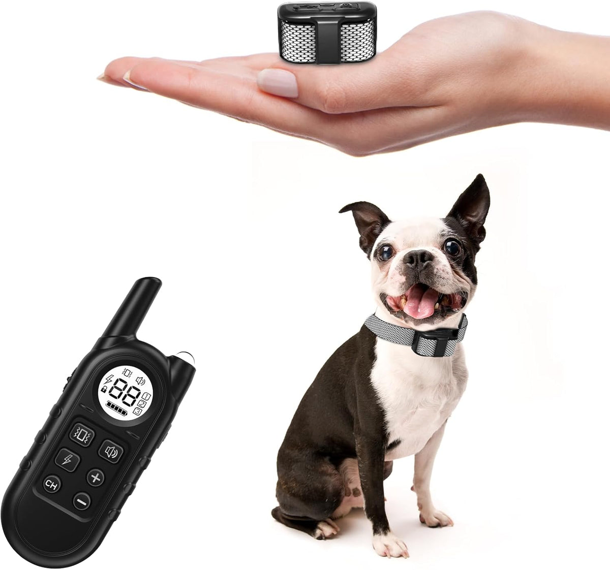 Ultra Compact Dog Shock Collar, Lightest Dog Training Collar with Remote for Small Dogs 5-30lbs & Medium Dogs/Puppies, Waterproof, Rechargeable, 1300ft Range(Orange&Small)