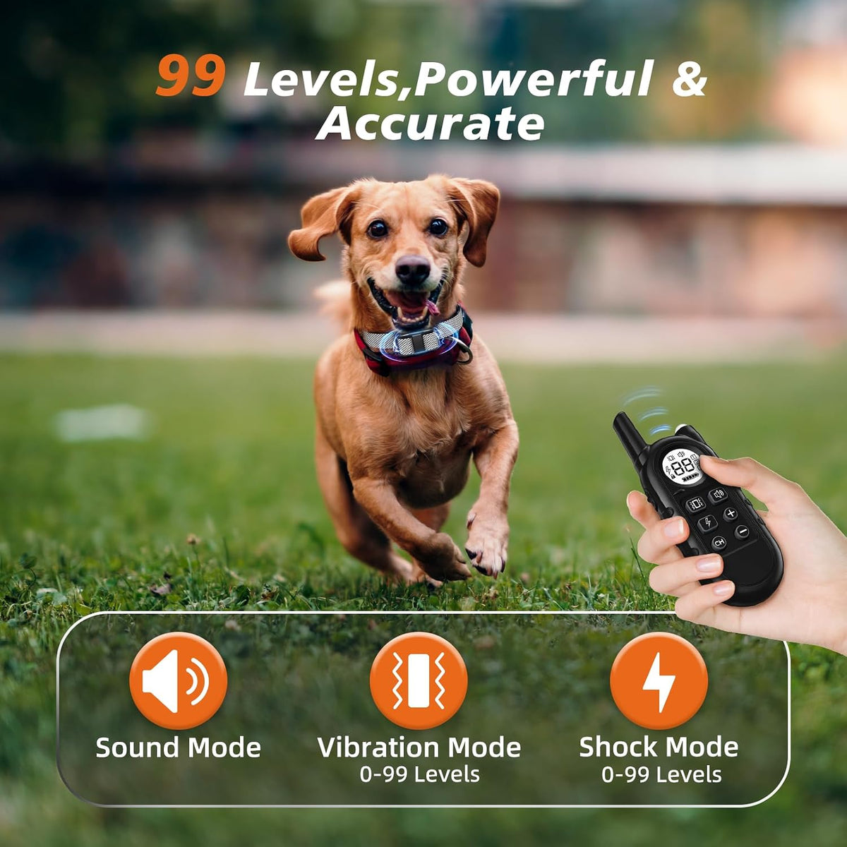 Ultra Compact Dog Shock Collar, Lightest Dog Training Collar with Remote for Small Dogs 5-30lbs & Medium Dogs/Puppies, Waterproof, Rechargeable, 1300ft Range(Orange&Small)