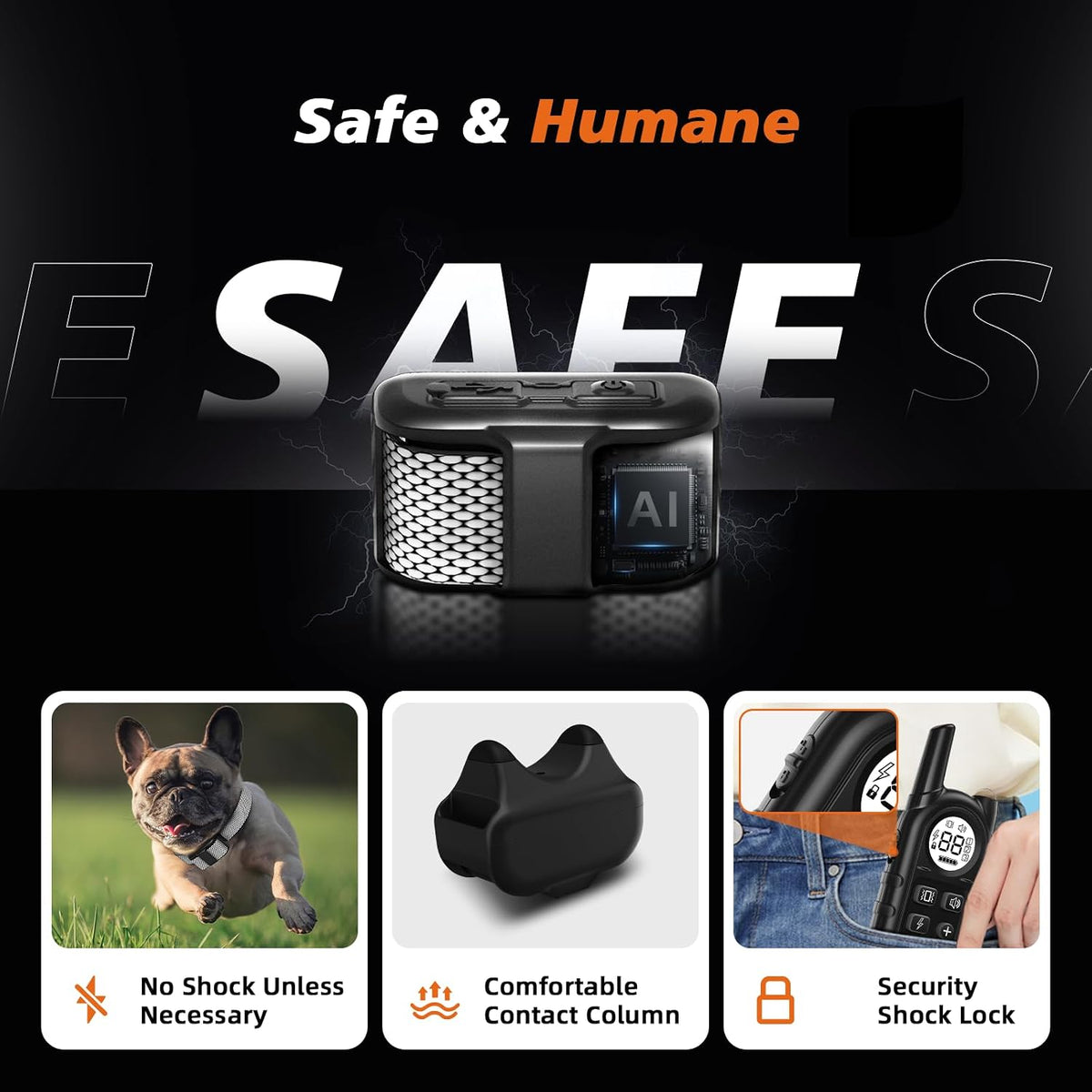 Ultra Compact Dog Shock Collar, Lightest Dog Training Collar with Remote for Small Dogs 5-30lbs & Medium Dogs/Puppies, Waterproof, Rechargeable, 1300ft Range(Orange&Small)