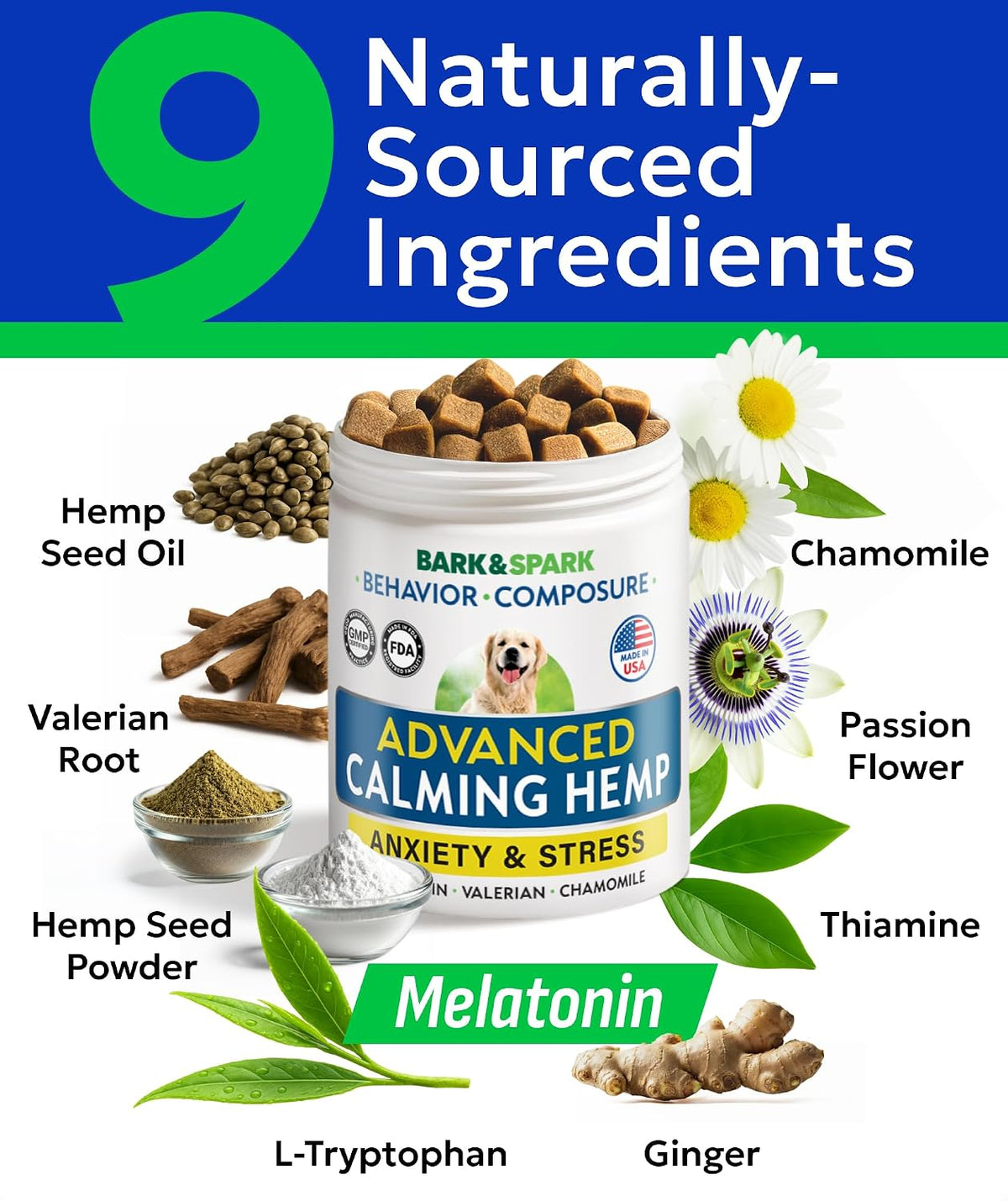Hemp Dog Calming Chews - Stress, Travel, Anxiety Relief Treats