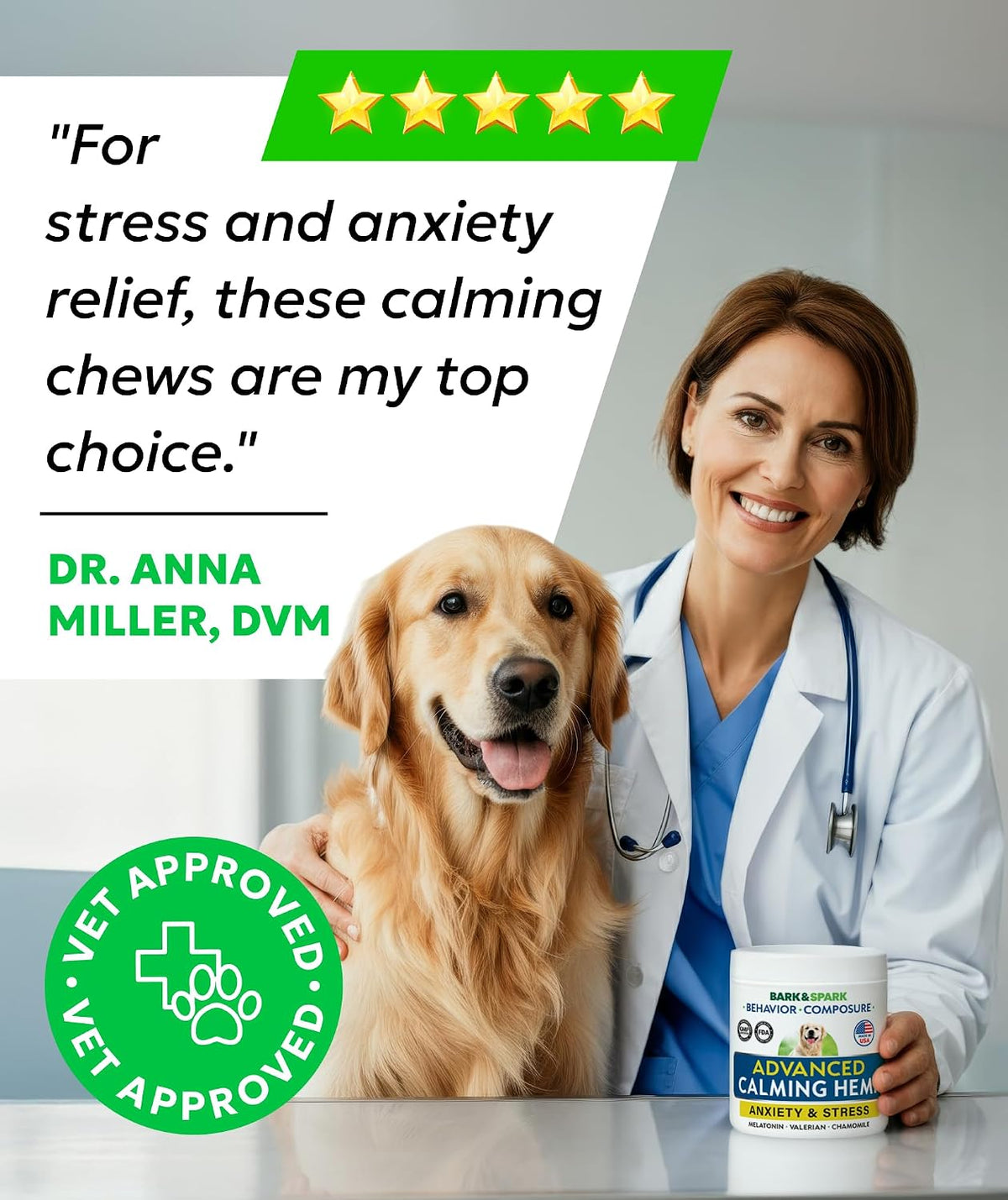 Hemp Dog Calming Chews - Stress, Travel, Anxiety Relief Treats