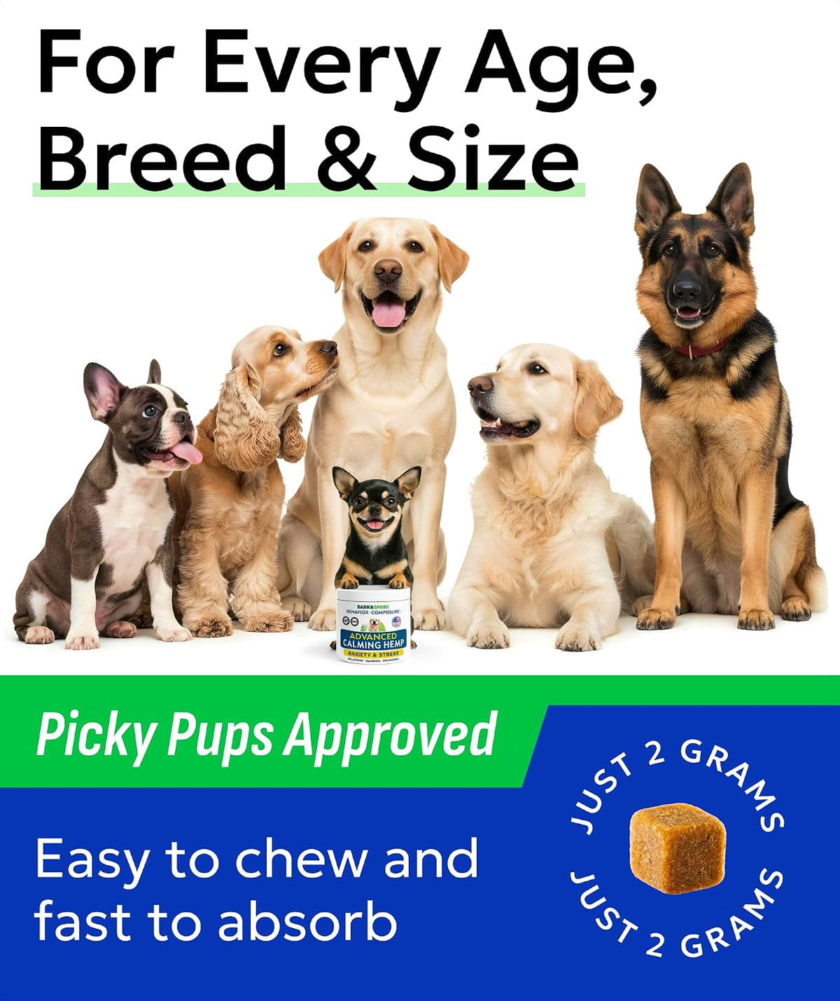 Hemp Dog Calming Chews - Stress, Travel, Anxiety Relief Treats