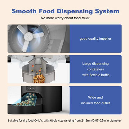 Automatic Cat Feeder, 4L Cat Food Dispenser with 10s Voice Recorder, Pet Feeder up to 8 Meals per Day, Timed Dog Feeder with Dry Food Sealed Ring