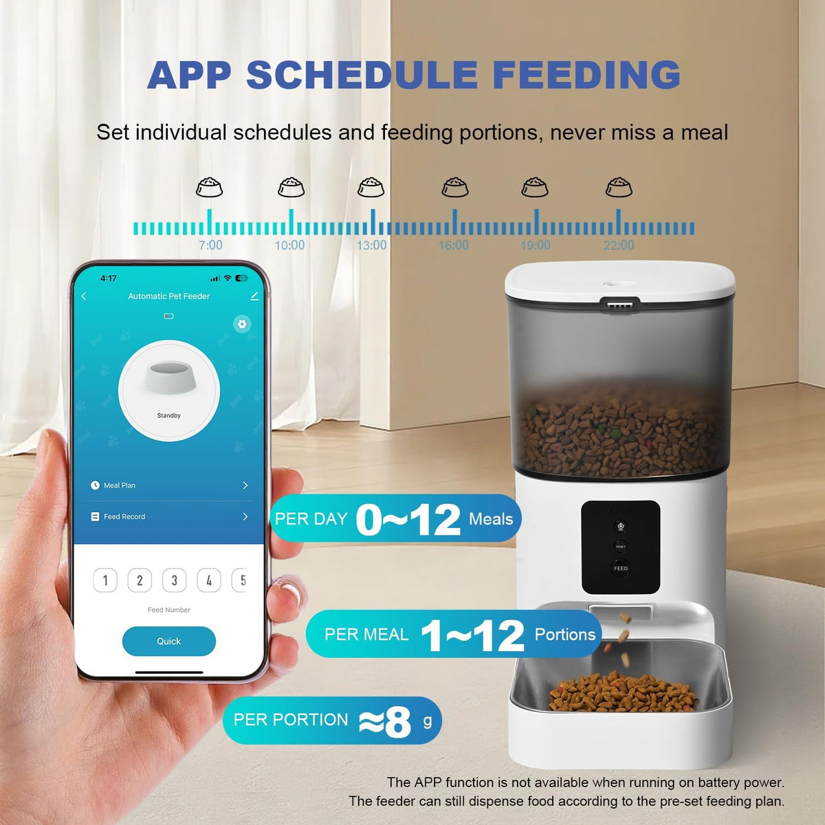 Automatic Cat Feeder, 4L Cat Food Dispenser with 10s Voice Recorder, Pet Feeder up to 8 Meals per Day, Timed Dog Feeder with Dry Food Sealed Ring