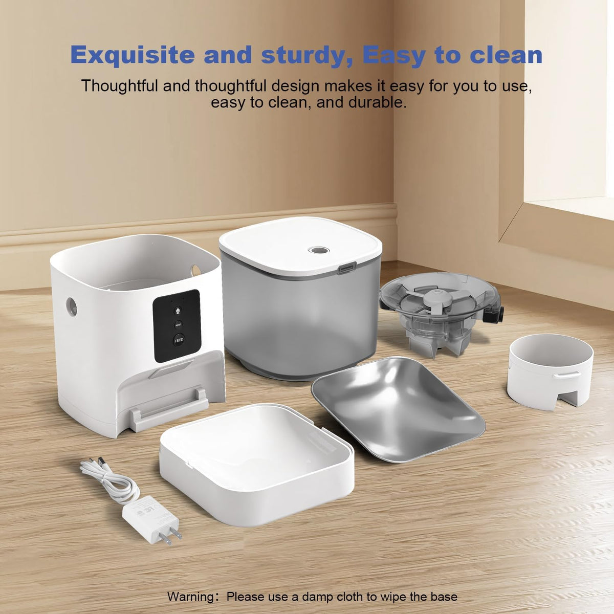 Automatic Cat Feeder, 4L Cat Food Dispenser with 10s Voice Recorder, Pet Feeder up to 8 Meals per Day, Timed Dog Feeder with Dry Food Sealed Ring