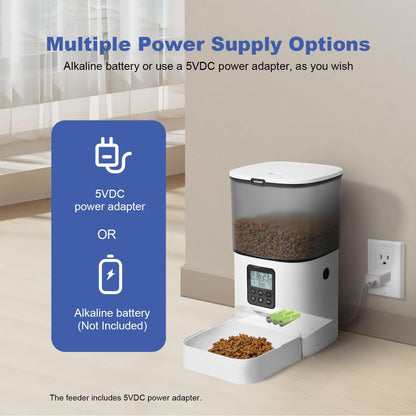 Automatic Cat Feeder, 4L Cat Food Dispenser with 10s Voice Recorder, Pet Feeder up to 8 Meals per Day, Timed Dog Feeder with Dry Food Sealed Ring