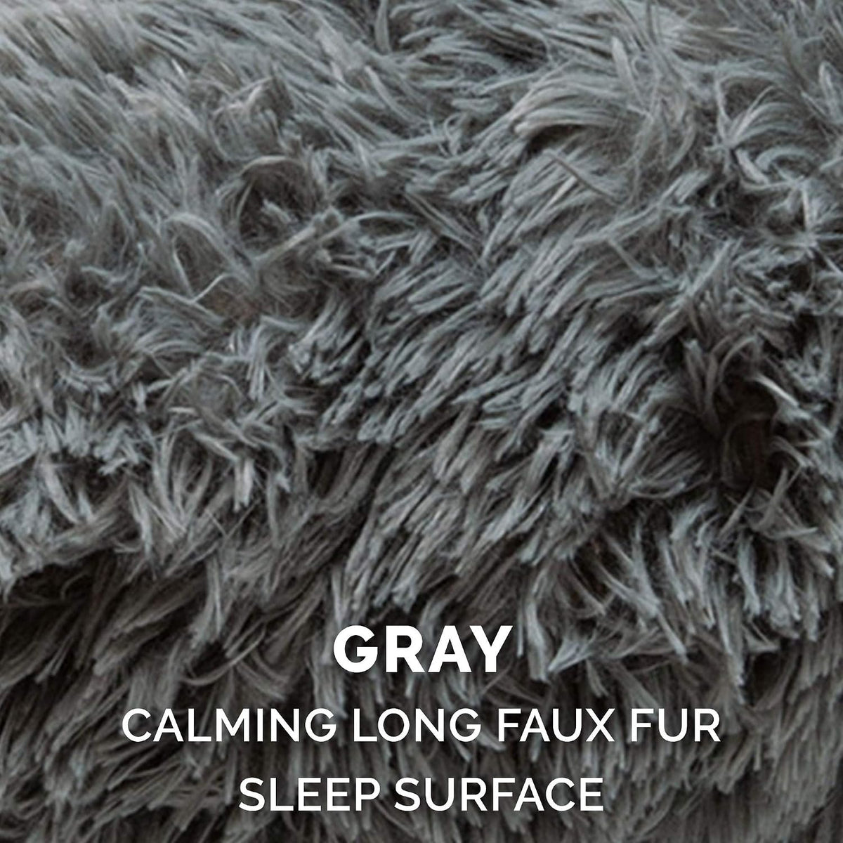 36" Round Calming Donut Dog Bed for Large/Medium Dogs, Refillable w/ Removable Washable Cover, For Dogs Up to 75 lbs - Shaggy Plush Long Faux Fur Donut Bed - Gray, Large