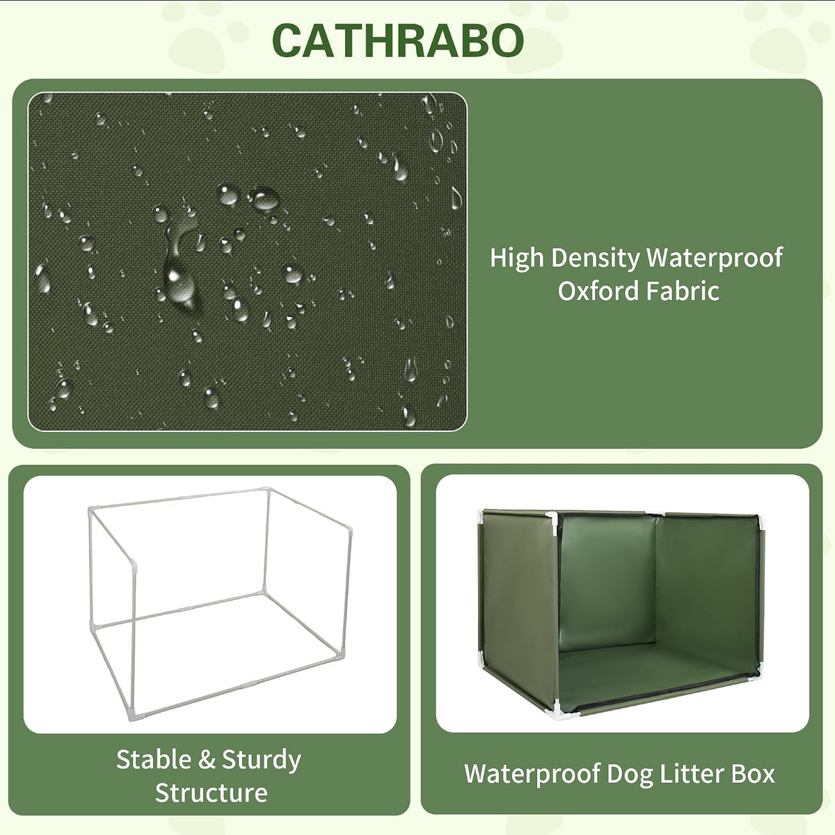 Dog Pee Pad Holder with High Walls,Waterproof Puppy Litter Box,Foldable Indoor Dog Potty,No Spill Pet Toilet for Small/Medium Puppy, Easy Clean,Army Green (24"x17.7"x17.7")