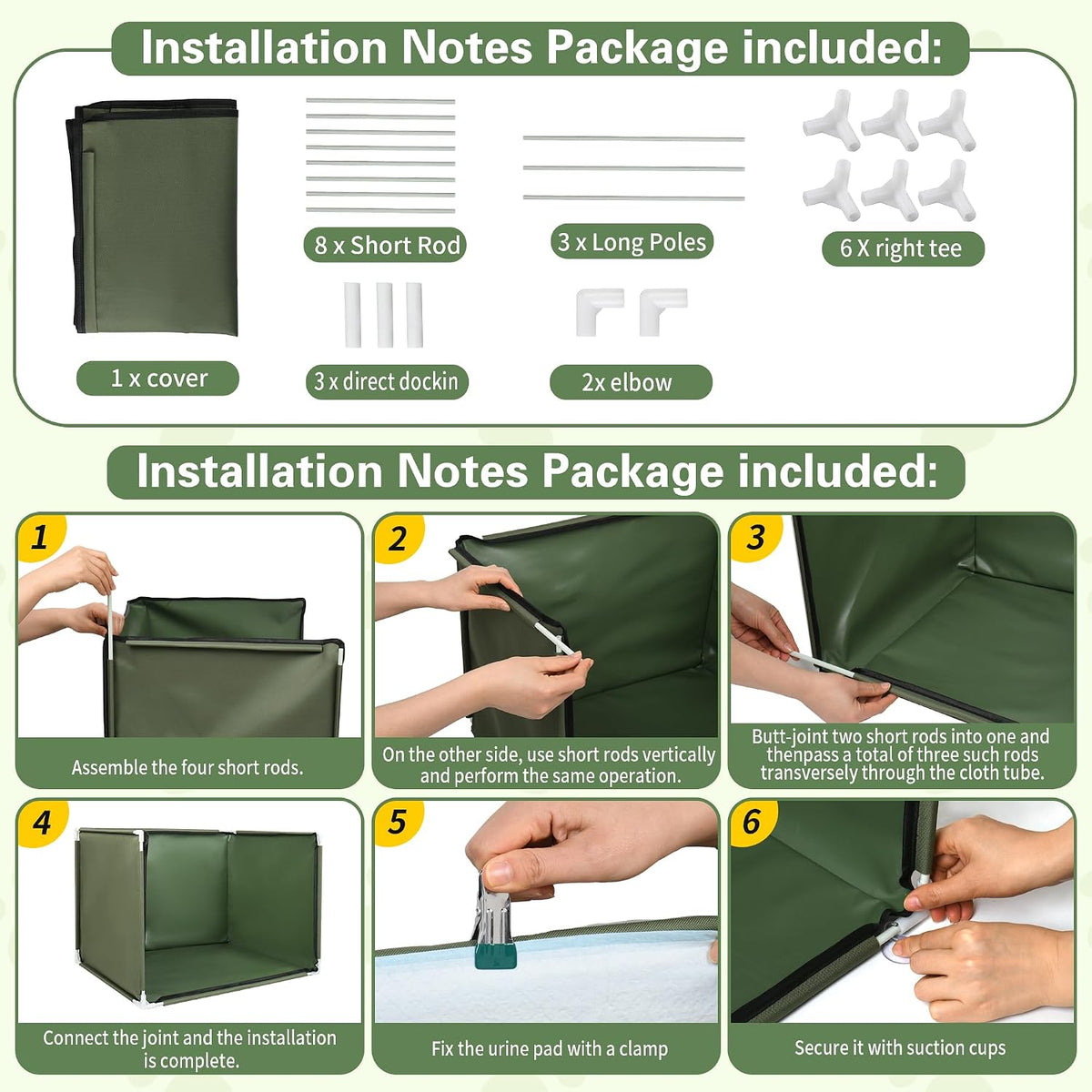 Dog Pee Pad Holder with High Walls,Waterproof Puppy Litter Box,Foldable Indoor Dog Potty,No Spill Pet Toilet for Small/Medium Puppy, Easy Clean,Army Green (24"x17.7"x17.7")
