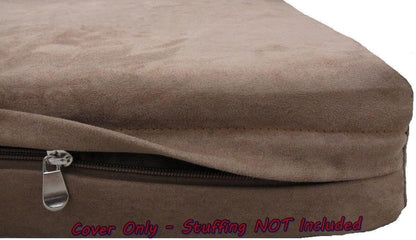 DIY Pet Bed Pillow Brown Microsuede Duvet Cover and Waterproof Internal case for Dog at 40X35X4 Inch - Covers only