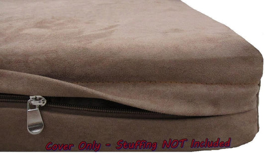 DIY Pet Bed Pillow Brown Microsuede Duvet Cover and Waterproof Internal case for Dog at 40X35X4 Inch - Covers only
