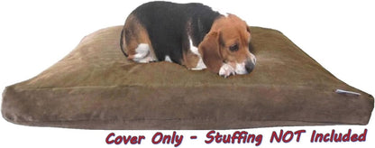 DIY Pet Bed Pillow Brown Microsuede Duvet Cover and Waterproof Internal case for Dog at 40X35X4 Inch - Covers only