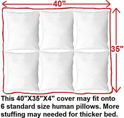 DIY Pet Bed Pillow Brown Microsuede Duvet Cover and Waterproof Internal case for Dog at 40X35X4 Inch - Covers only