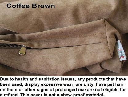 DIY Pet Bed Pillow Brown Microsuede Duvet Cover and Waterproof Internal case for Dog at 40X35X4 Inch - Covers only