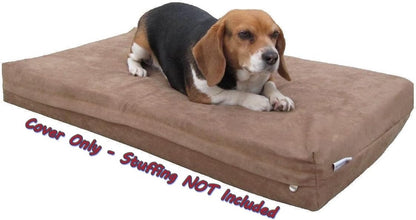DIY Pet Bed Pillow Brown Microsuede Duvet Cover and Waterproof Internal case for Dog at 40X35X4 Inch - Covers only