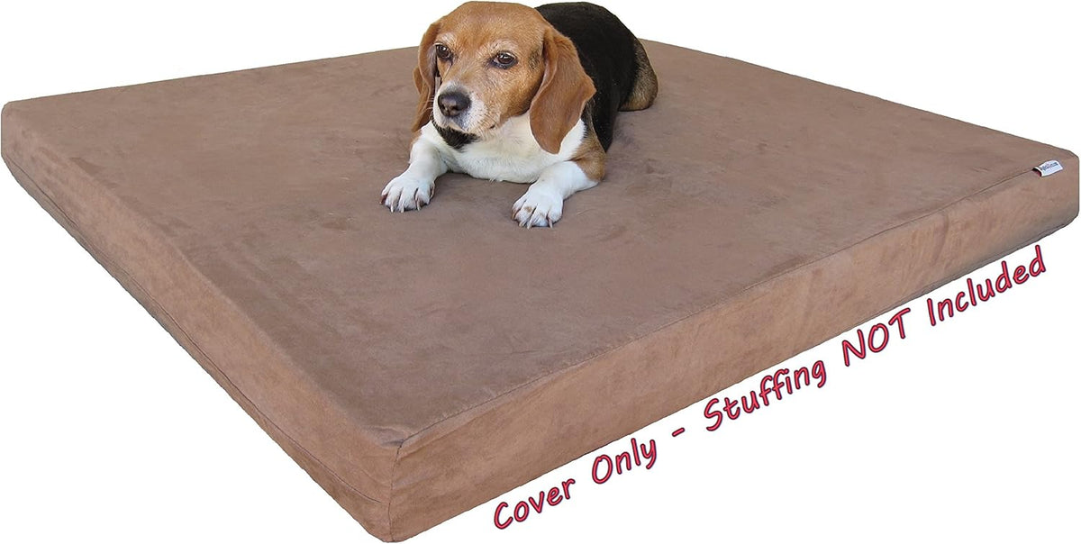 DIY Pet Bed Pillow Brown Microsuede Duvet Cover and Waterproof Internal case for Dog at 40X35X4 Inch - Covers only
