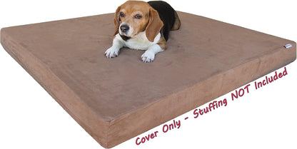 DIY Pet Bed Pillow Brown Microsuede Duvet Cover and Waterproof Internal case for Dog at 40X35X4 Inch - Covers only