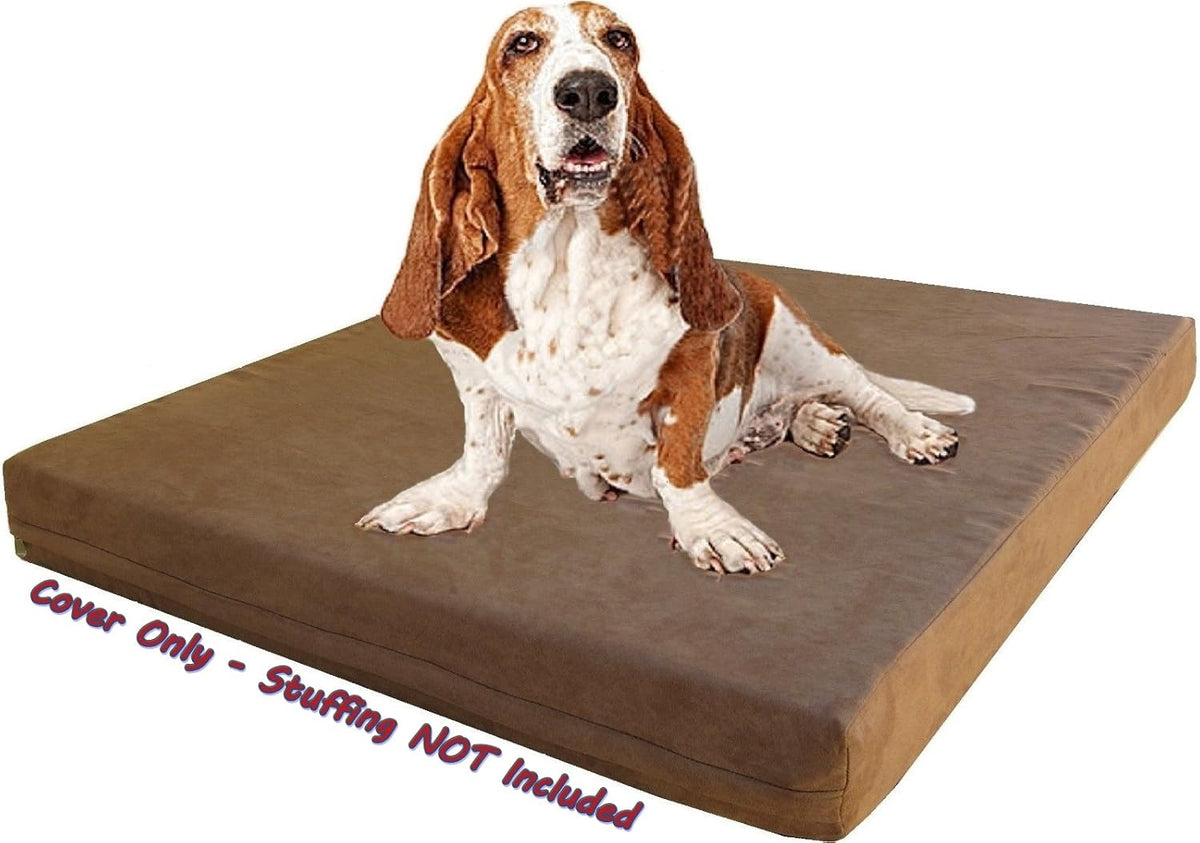 DIY Pet Bed Pillow Brown Microsuede Duvet Cover and Waterproof Internal case for Dog at 40X35X4 Inch - Covers only