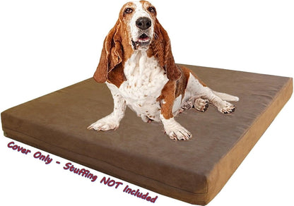 DIY Pet Bed Pillow Brown Microsuede Duvet Cover and Waterproof Internal case for Dog at 40X35X4 Inch - Covers only
