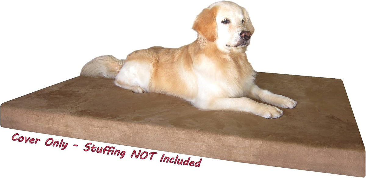 DIY Pet Bed Pillow Brown Microsuede Duvet Cover and Waterproof Internal case for Dog at 40X35X4 Inch - Covers only