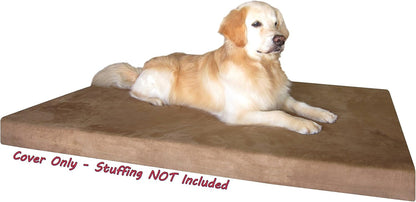 DIY Pet Bed Pillow Brown Microsuede Duvet Cover and Waterproof Internal case for Dog at 40X35X4 Inch - Covers only