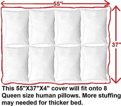 DIY Pet Bed Pillow Brown Microsuede Duvet Cover and Waterproof Internal case for Dog at 40X35X4 Inch - Covers only