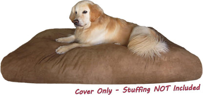 DIY Pet Bed Pillow Brown Microsuede Duvet Cover and Waterproof Internal case for Dog at 40X35X4 Inch - Covers only