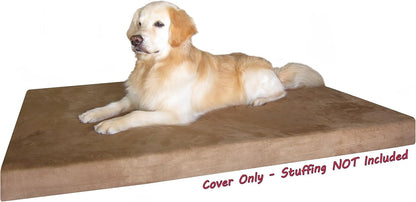 DIY Pet Bed Pillow Brown Microsuede Duvet Cover and Waterproof Internal case for Dog at 40X35X4 Inch - Covers only