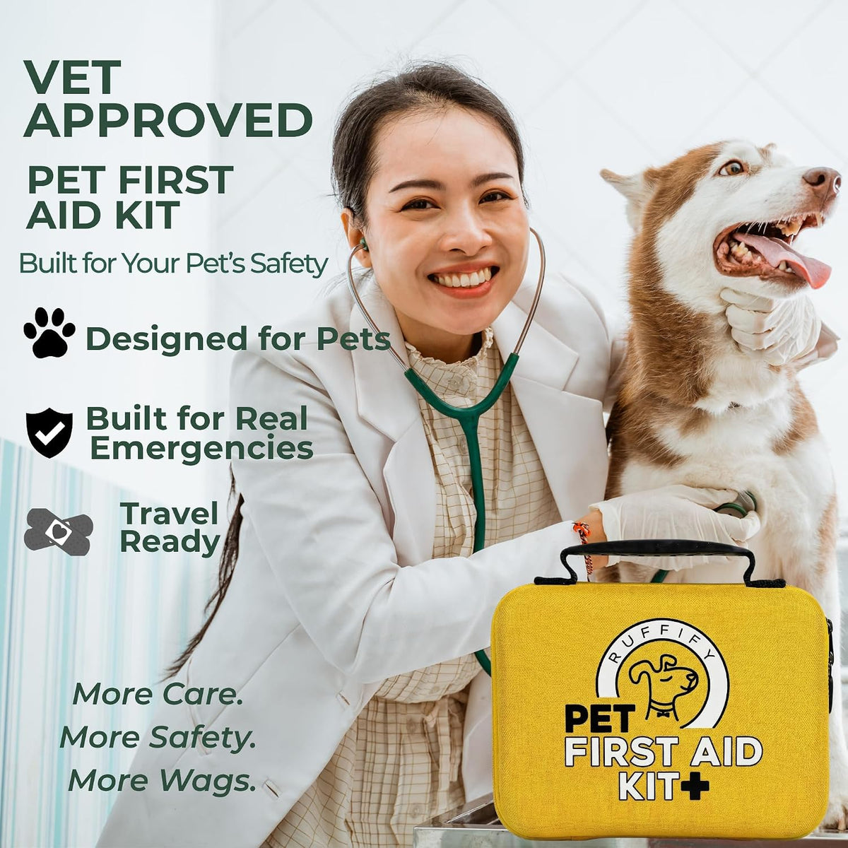 Dog First Aid Kit, Cat and Pet Emergency Kit, Vet Approved, 74 Pcs