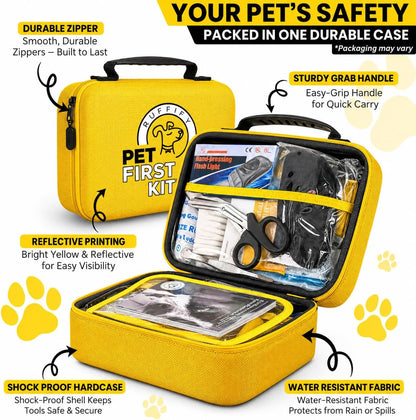 Dog First Aid Kit, Cat and Pet Emergency Kit, Vet Approved, 74 Pcs
