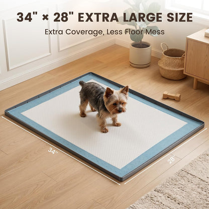 Dog Pee Pad Holder & Cat Litter Mat, L 34'' × 28'', Waterproof Floor Silicone Mat for Pets, Easy to Clean, Soft on Paws (Dark Grey)