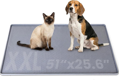 Dog Pee Pad Holder & Cat Litter Mat, L 34'' × 28'', Waterproof Floor Silicone Mat for Pets, Easy to Clean, Soft on Paws (Dark Grey)