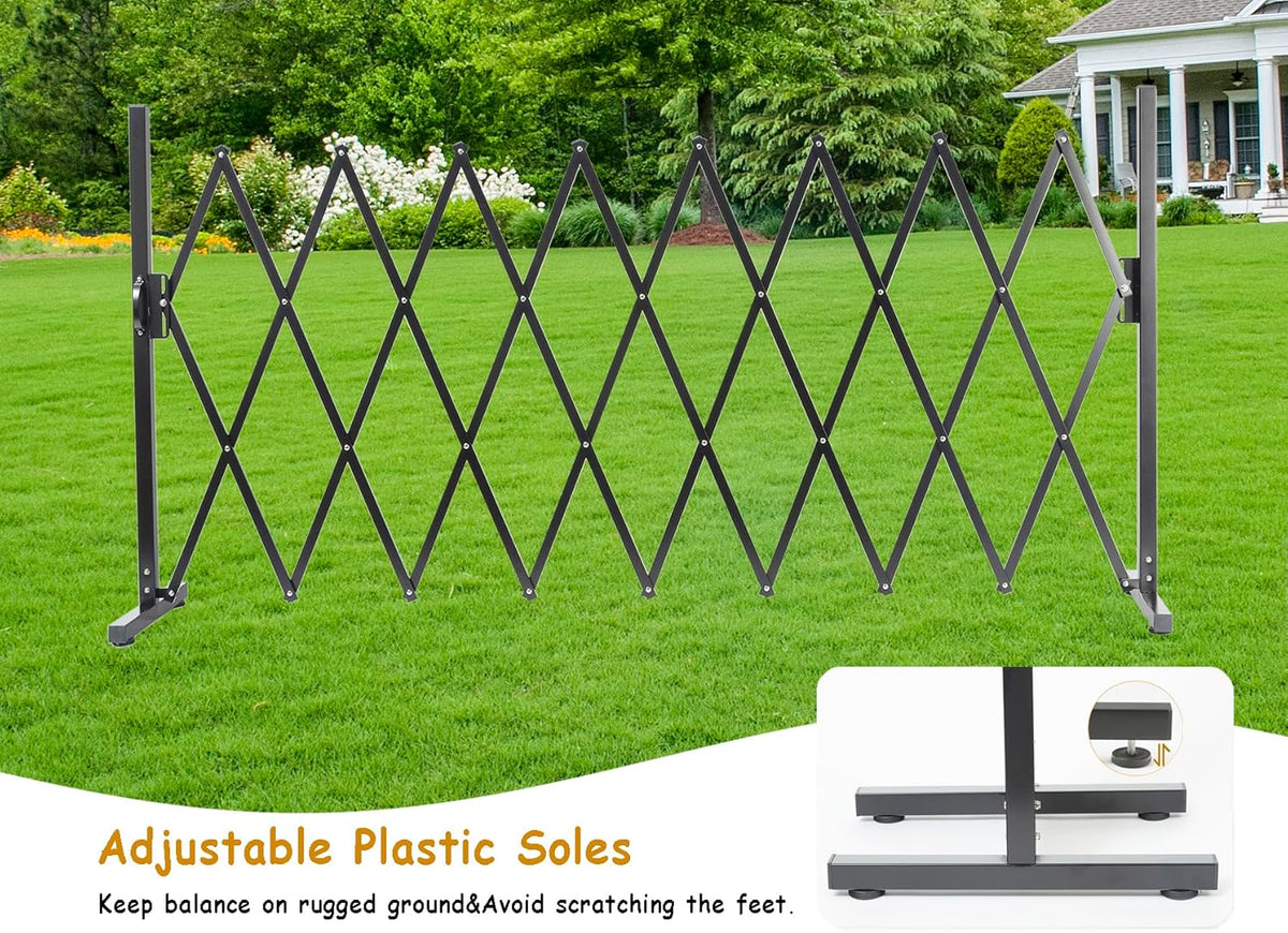 Metal Expandable Dog Gate, 9Feet, Versatile Accordion Safety Barrier, Indoor and Outdoor, Portable Retractable Barricade, Adjustable Pet Fence, Free Standing (Classic, Black)