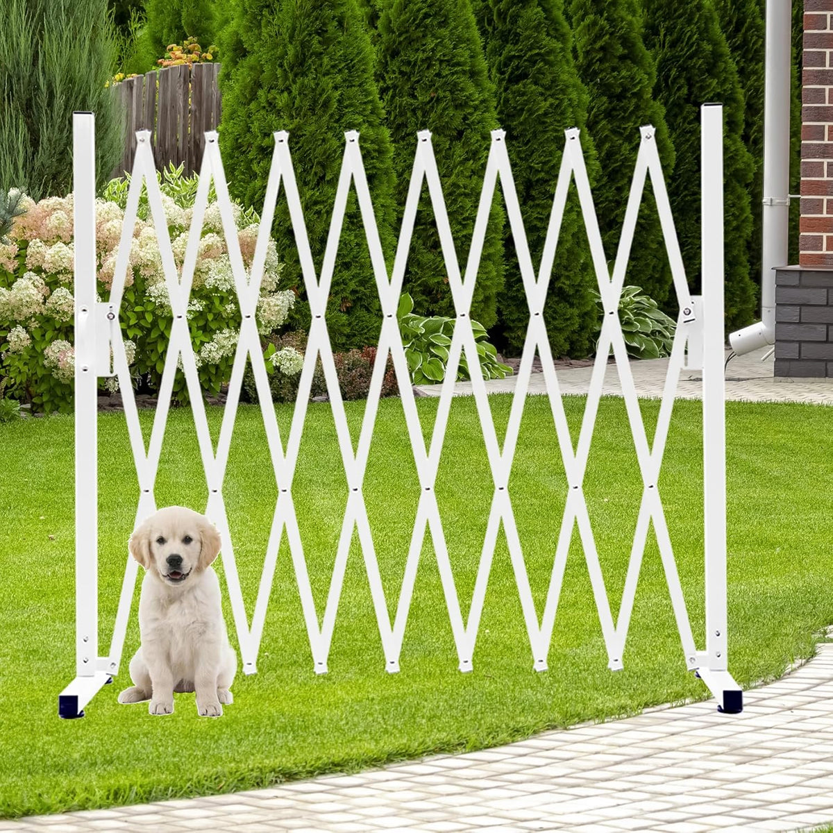 Metal Expandable Dog Gate, 9Feet, Versatile Accordion Safety Barrier, Indoor and Outdoor, Portable Retractable Barricade, Adjustable Pet Fence, Free Standing (Classic, Black)