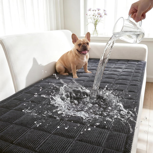 Waterproof Corduroy Dog Couch Cover, 27.6" x 59", Dark Grey
